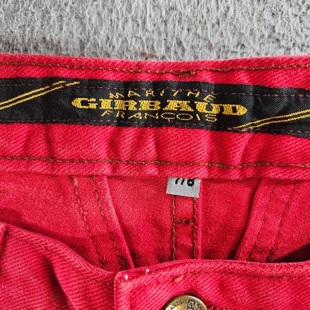 Marithe Francois Girbaud Vintage Red Denim Shorts Womens 7/8 High Rise USA VTG